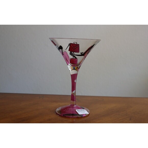 Lolita Love My Martini Shopaholic Glass 10oz Hand Painted Purse Heels Bag w/ Box - Picture 3 of 10